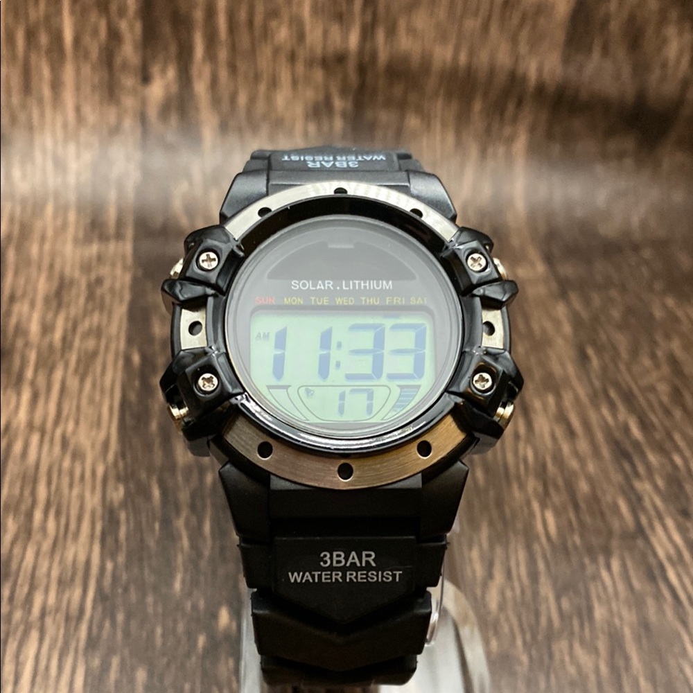 Black Digital Solar Watch 44 mm